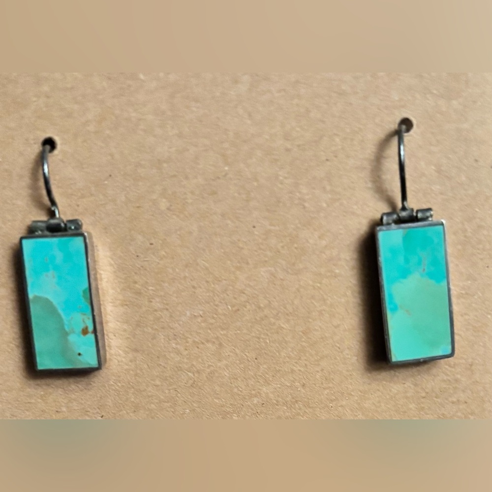 Rectangular Turquoise Sterling Silver Earrings - image 2